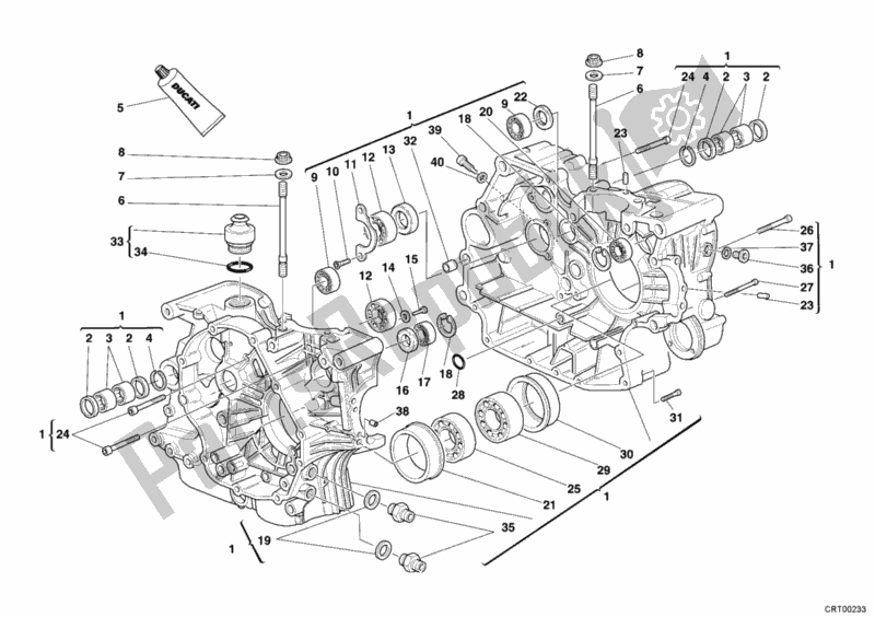 All parts for the Crankcase of the Ducati Monster S2R 800 2005